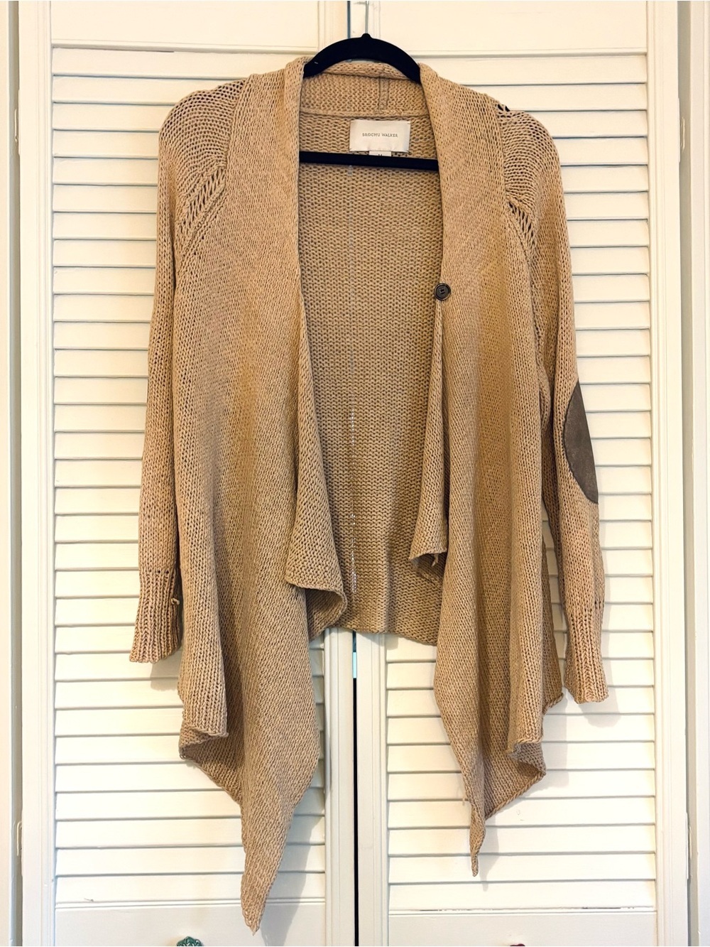 Brochu Walker Tan Waterfall Front Cardigan Sweater Medium M